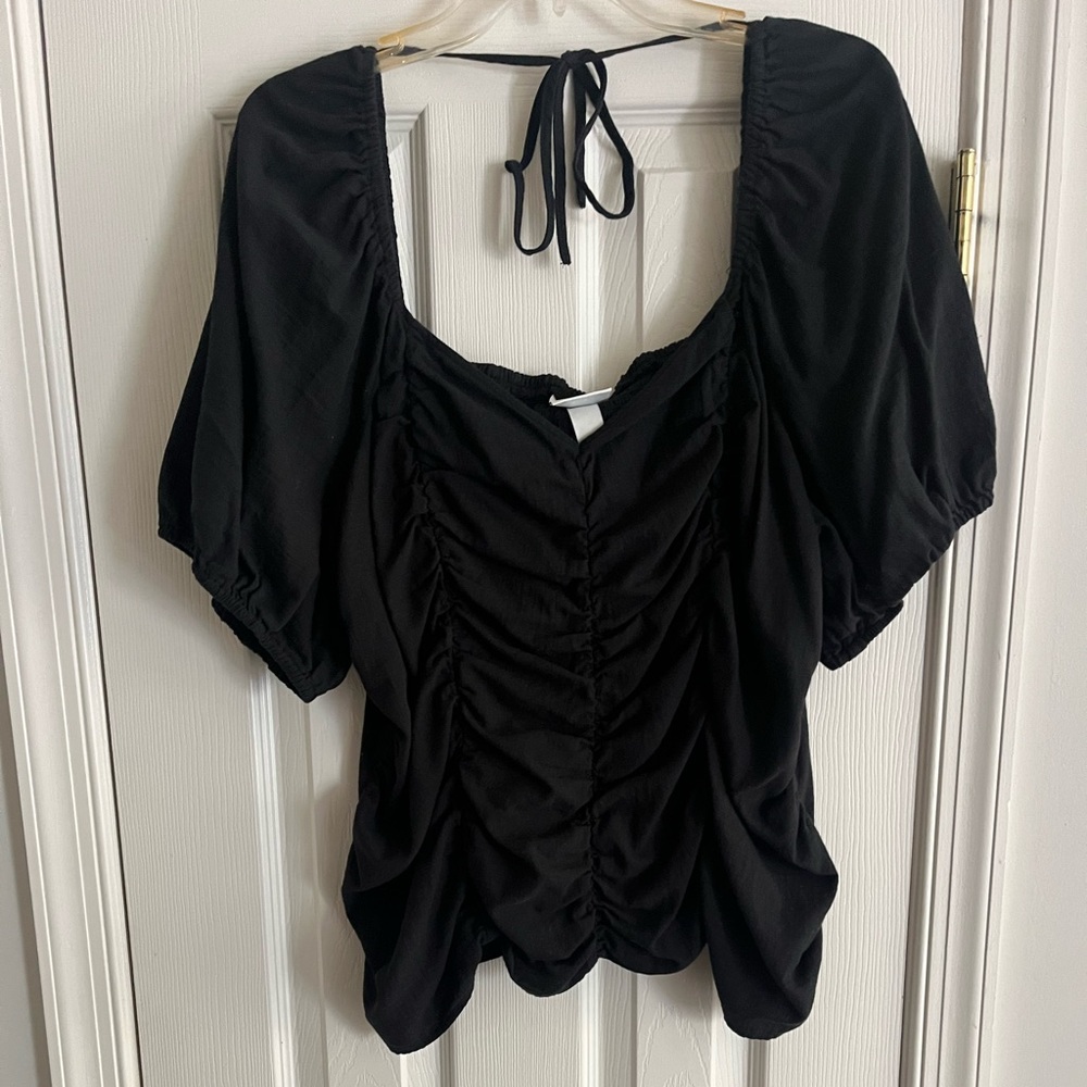 Black Ruched Women's Top